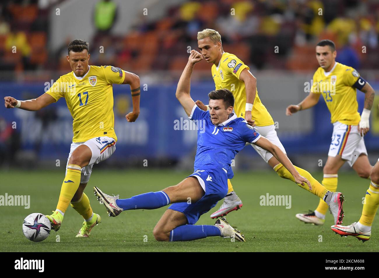 Noah Frommelt, Adrian Rus and Cristian Manea in action during the FIFA