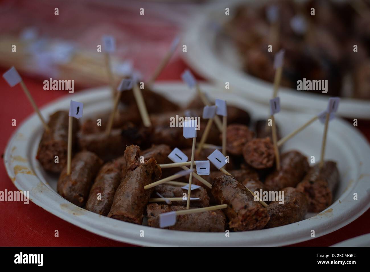 Samples of barbeque sausages provided by 11 butchers from Edmonton and