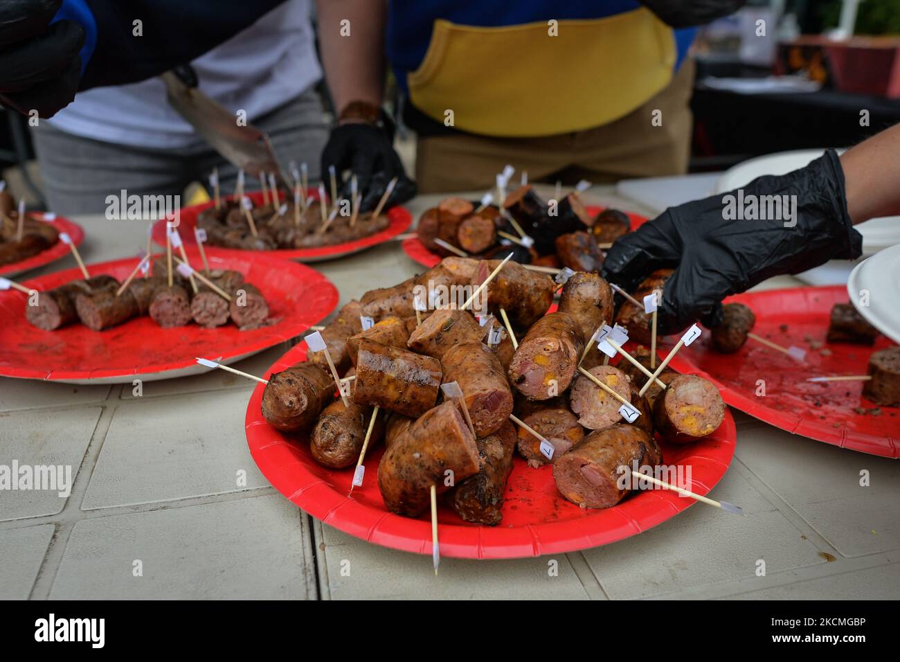 Samples of barbeque sausages provided by 11 butchers from Edmonton and