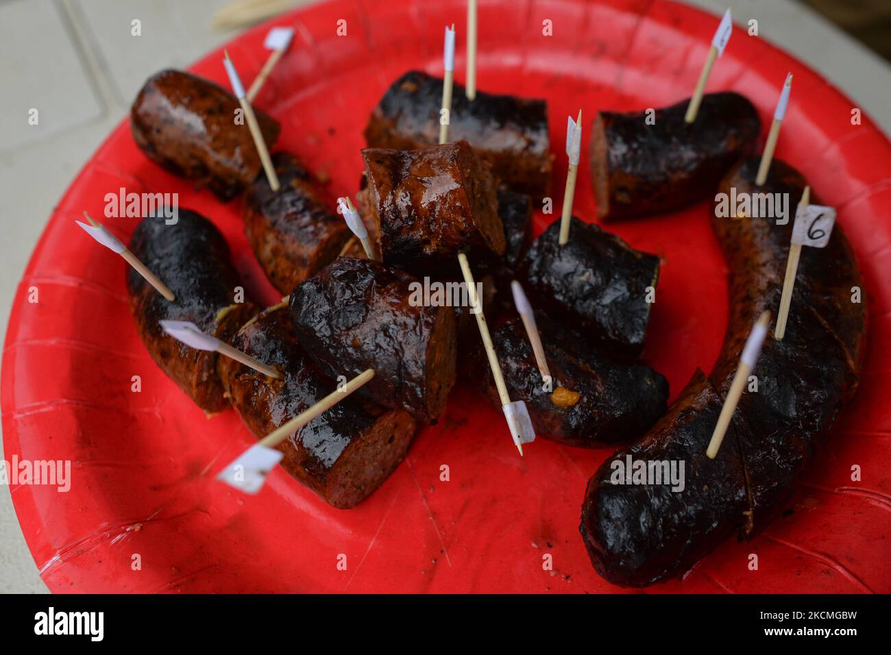 Samples of barbeque sausages provided by 11 butchers from Edmonton and