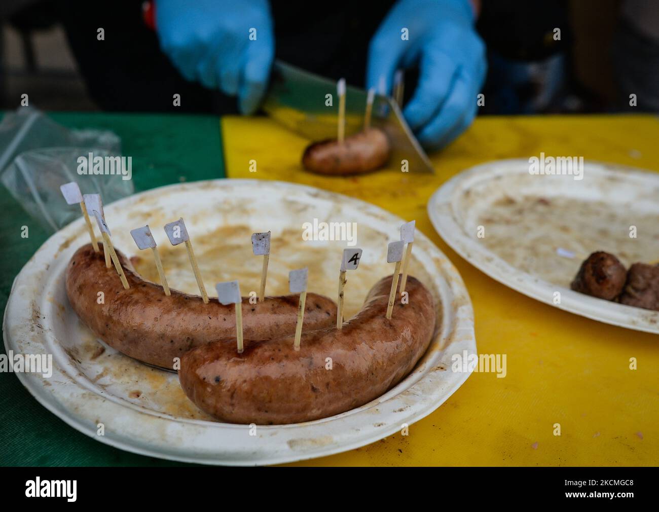 Samples of barbeque sausages provided by 11 butchers from Edmonton and
