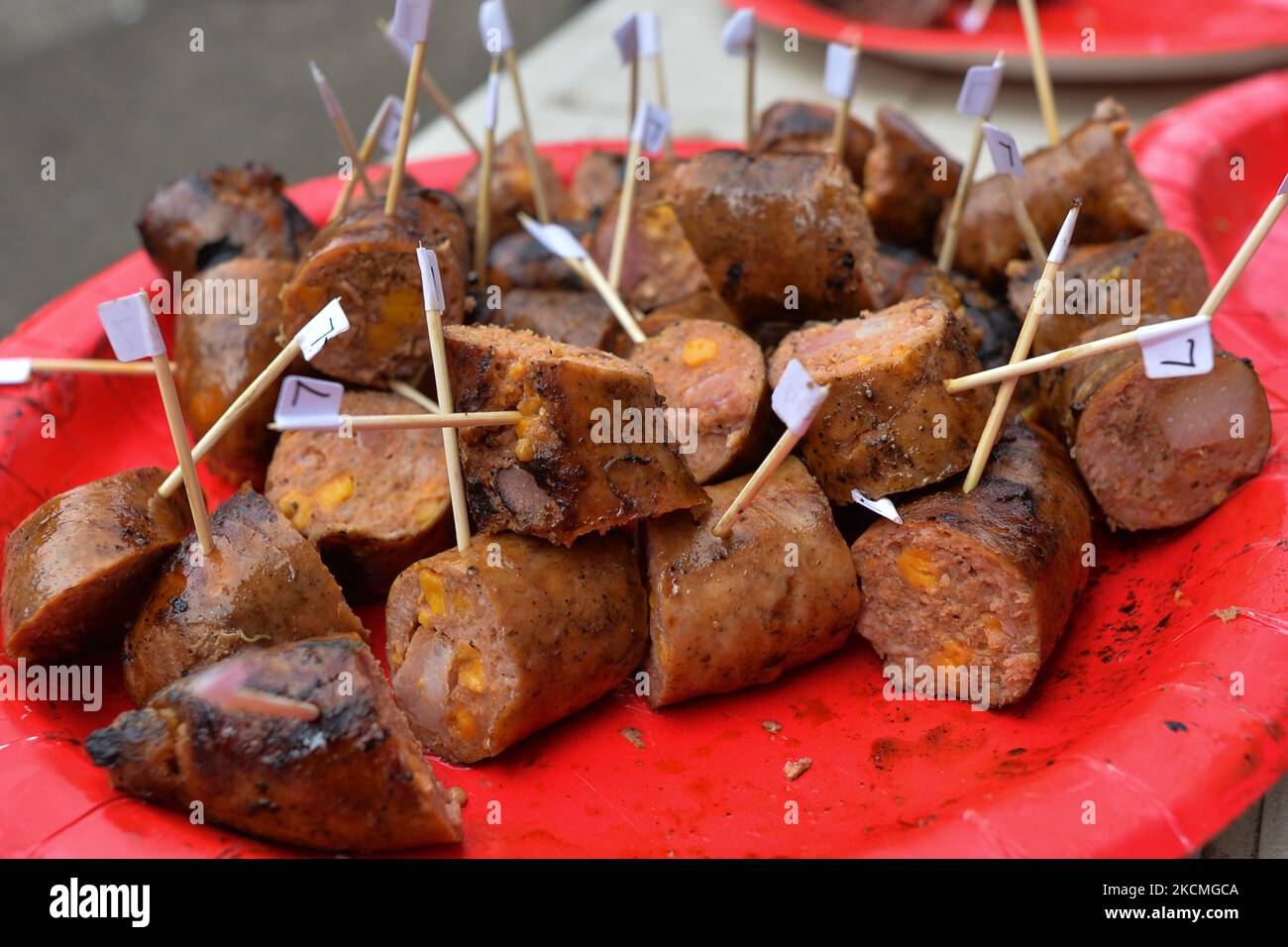 Samples of barbeque sausages provided by 11 butchers from Edmonton and