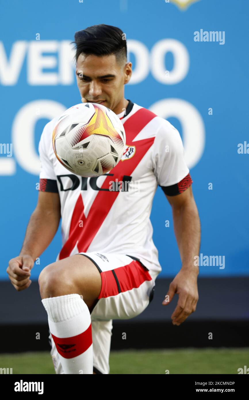 Official presentation of Radamel Falcao as a new player of Rayo Vallecano at Estadio de Vallecas in Madrid, Spain. (Photo by DAX Images/NurPhoto) Stock Photo
