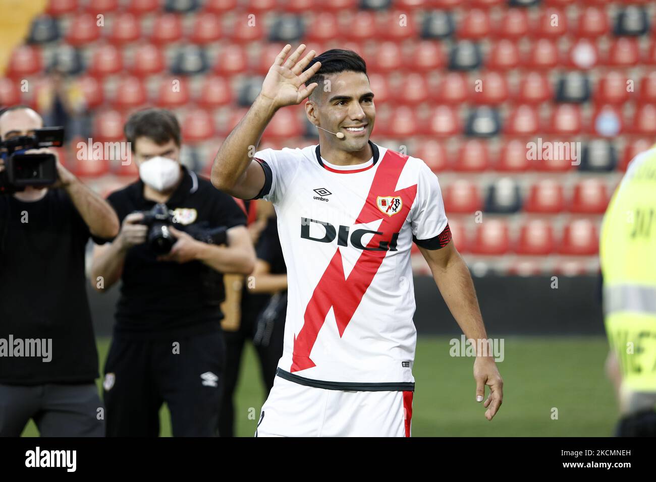 Official presentation of Radamel Falcao as a new player of Rayo Vallecano at Estadio de Vallecas in Madrid, Spain. (Photo by DAX Images/NurPhoto) Stock Photo