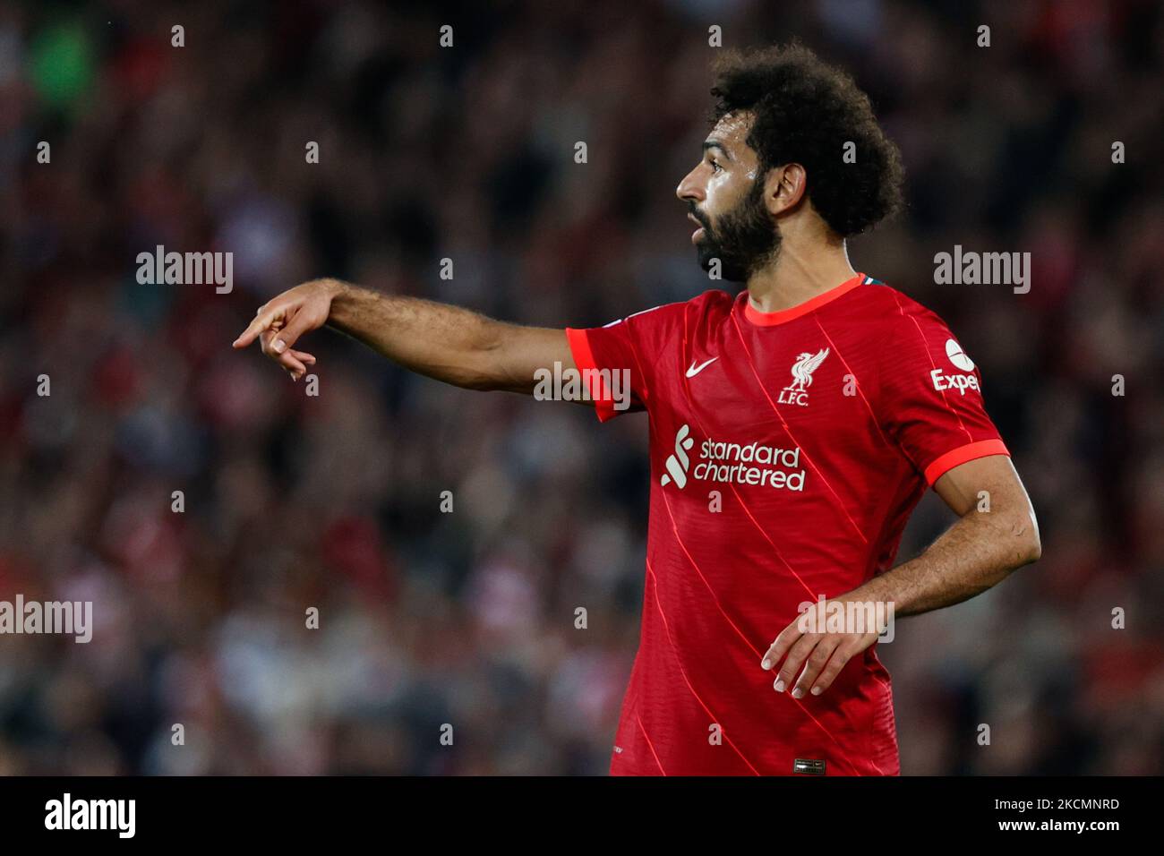 Mohamed Salah (Liverpool FC) during the UEFA Champions League football match Group B - Liverpool FC vs AC Milan on September 15, 2021 at the Anfield in Liverpool, England (Photo by Francesco Scaccianoce/LiveMedia/NurPhoto) Stock Photo