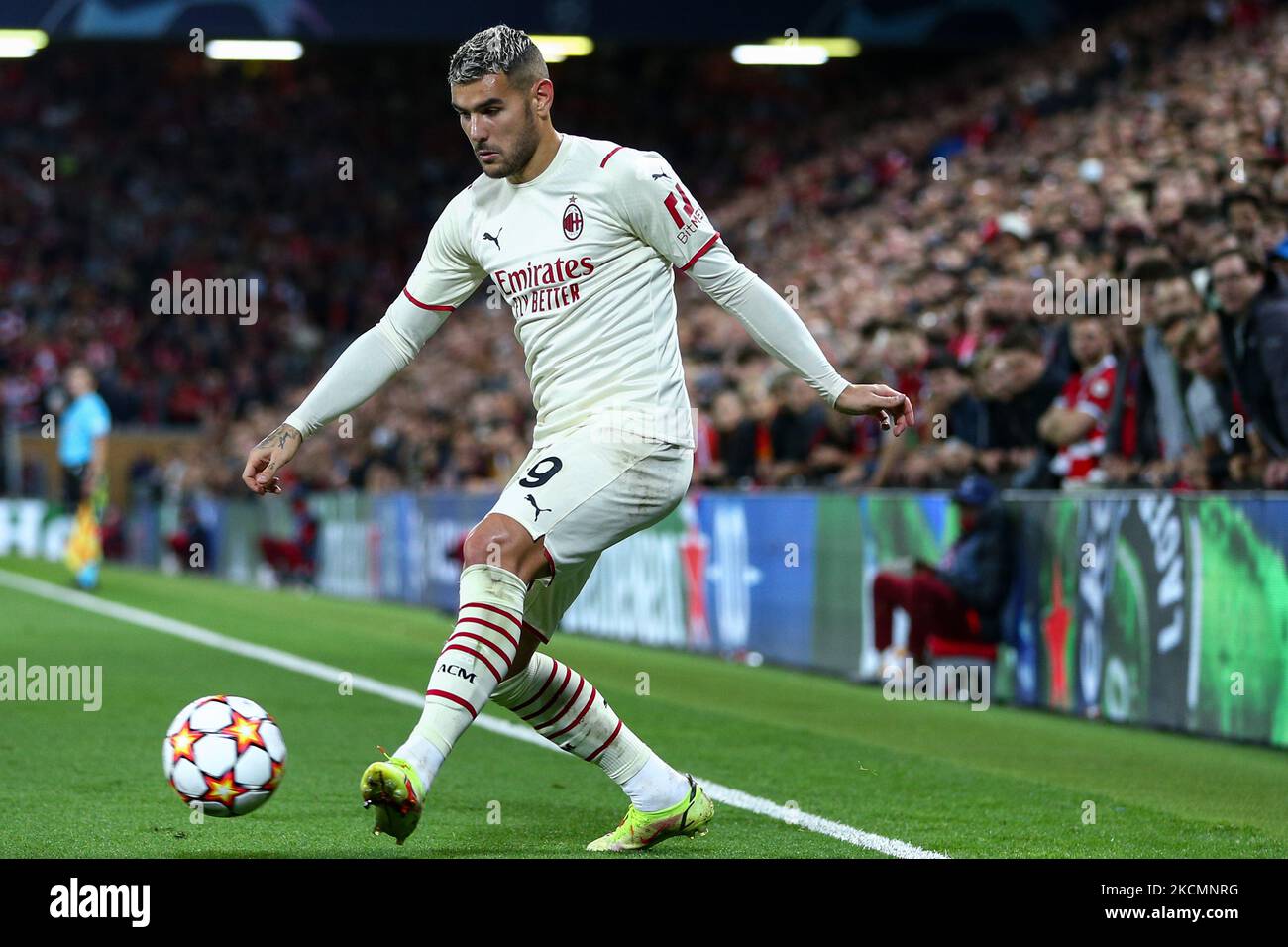 Theo Hernandez (AC Milan) in action during the UEFA Champions League football match Group B - Liverpool FC vs AC Milan on September 15, 2021 at the Anfield in Liverpool, England (Photo by Francesco Scaccianoce/LiveMedia/NurPhoto) Stock Photo