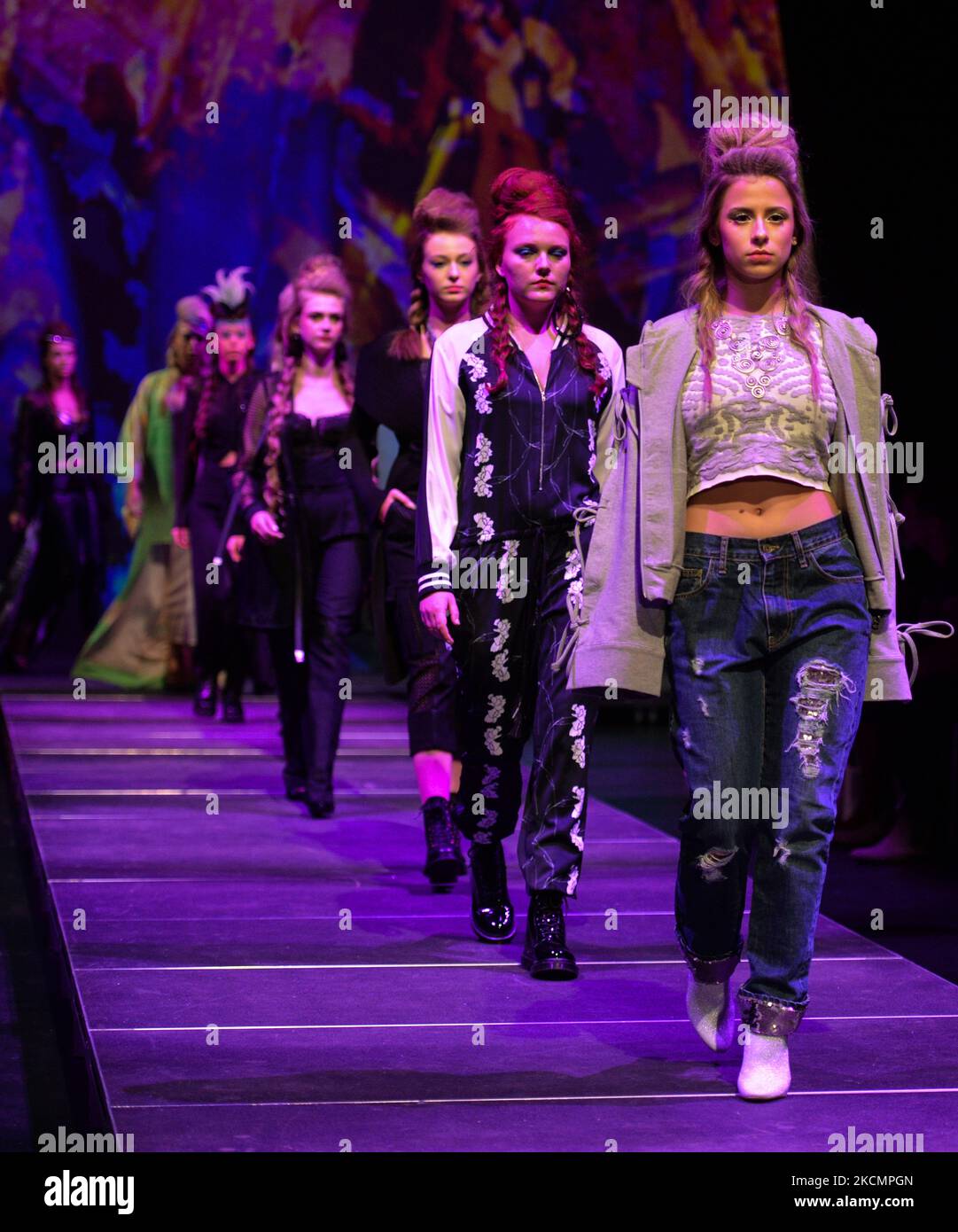 Models show off outfits by the PHABRIK art and design collection at the