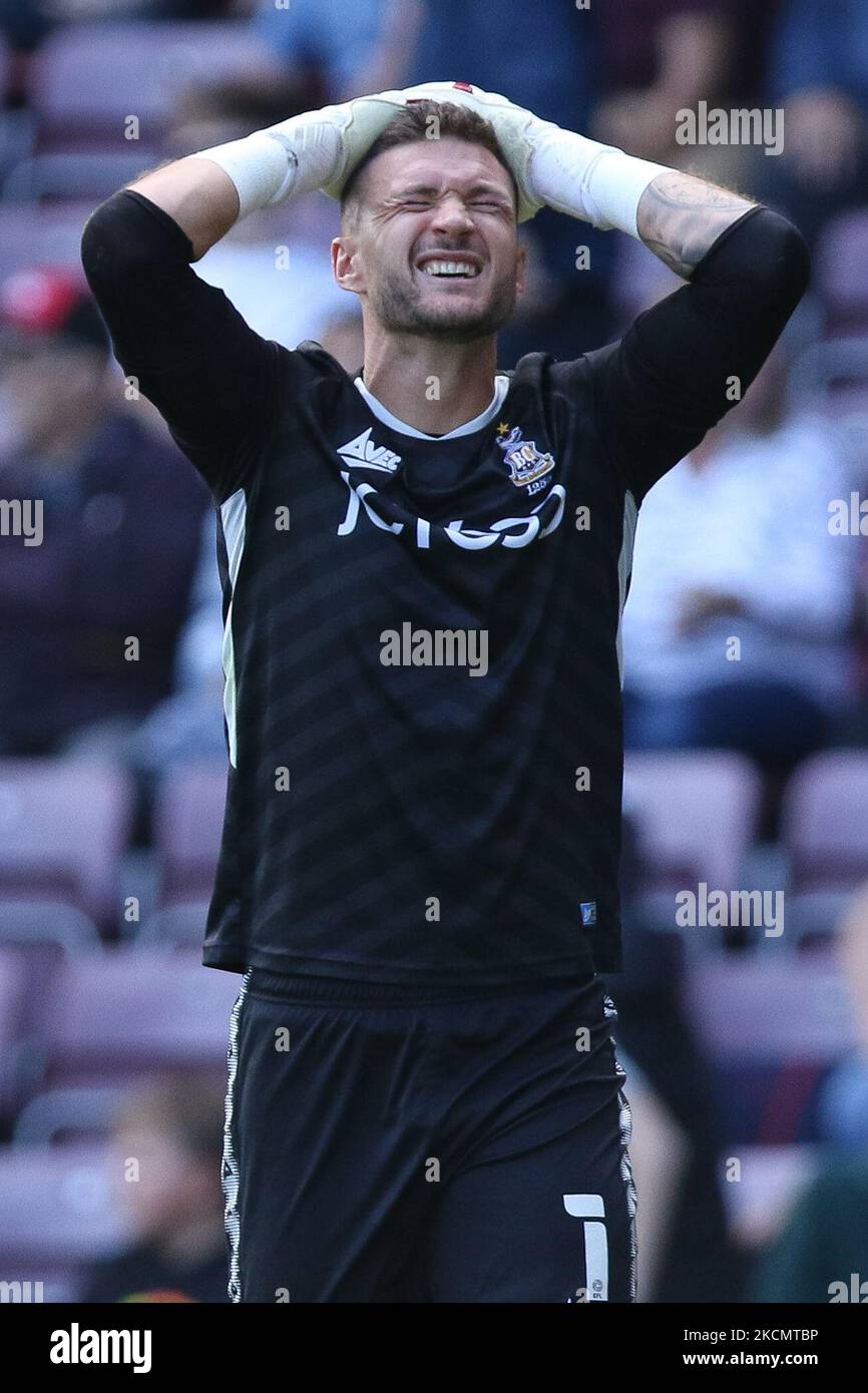 Richard O'Donnell of Bradford City reacts during the Sky Bet League 2 match between Bradford City and Barrow at the Coral Windows Stadium, Bradford on Saturday 18th September 2021. (Photo by Will Matthews/MI News/NurPhoto) Stock Photo