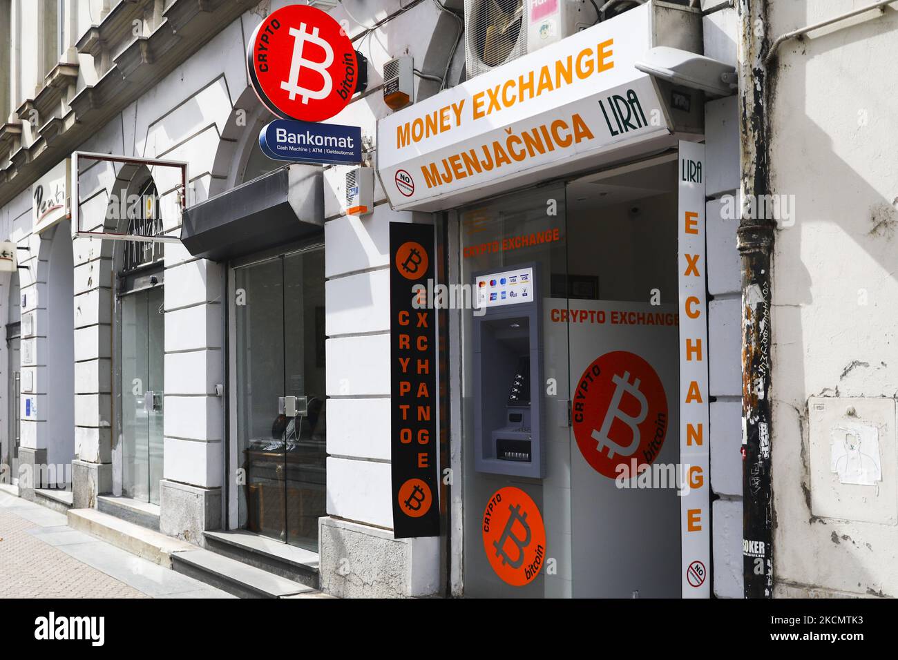 Crypto currency exchange shop in Zagreb, Croatia on September 16, 2021.  (Photo by Beata Zawrzel/NurPhoto Stock Photo - Alamy