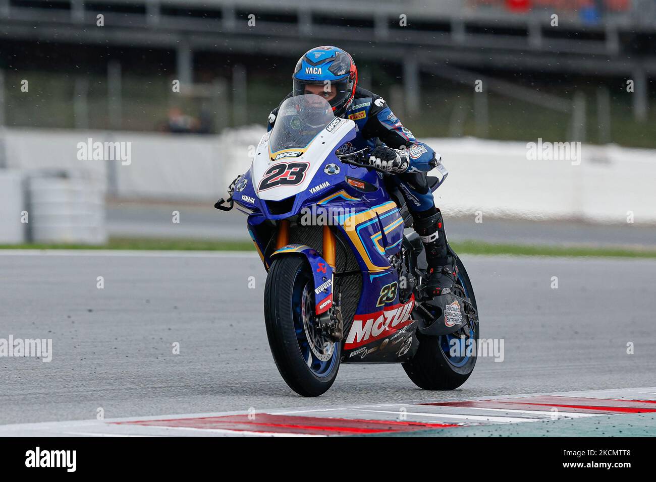 Christophe Ponsson of Gil Motor Sport ? Yamaha with Yamaha YZF R1 during the Race 1 of Hyundai N Catalunya WorldSBK Round of FIM World Superbike Championship at Circuit de Catalunya in Barcelona, Spain. (Photo by DAX Images/NurPhoto) Stock Photo