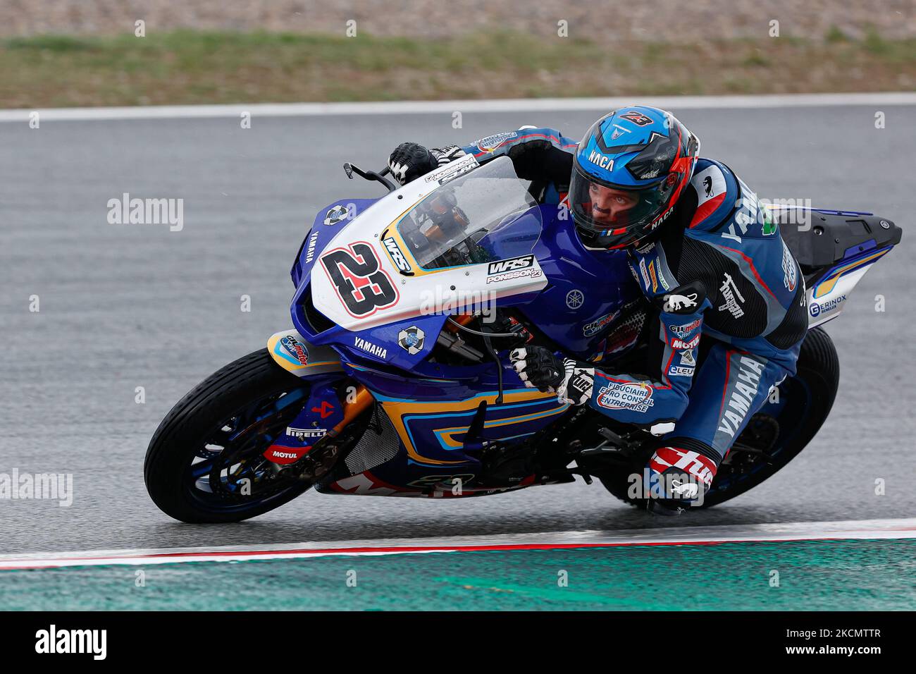 Christophe Ponsson of Gil Motor Sport ? Yamaha with Yamaha YZF R1 during the Race 1 of Hyundai N Catalunya WorldSBK Round of FIM World Superbike Championship at Circuit de Catalunya in Barcelona, Spain. (Photo by DAX Images/NurPhoto) Stock Photo