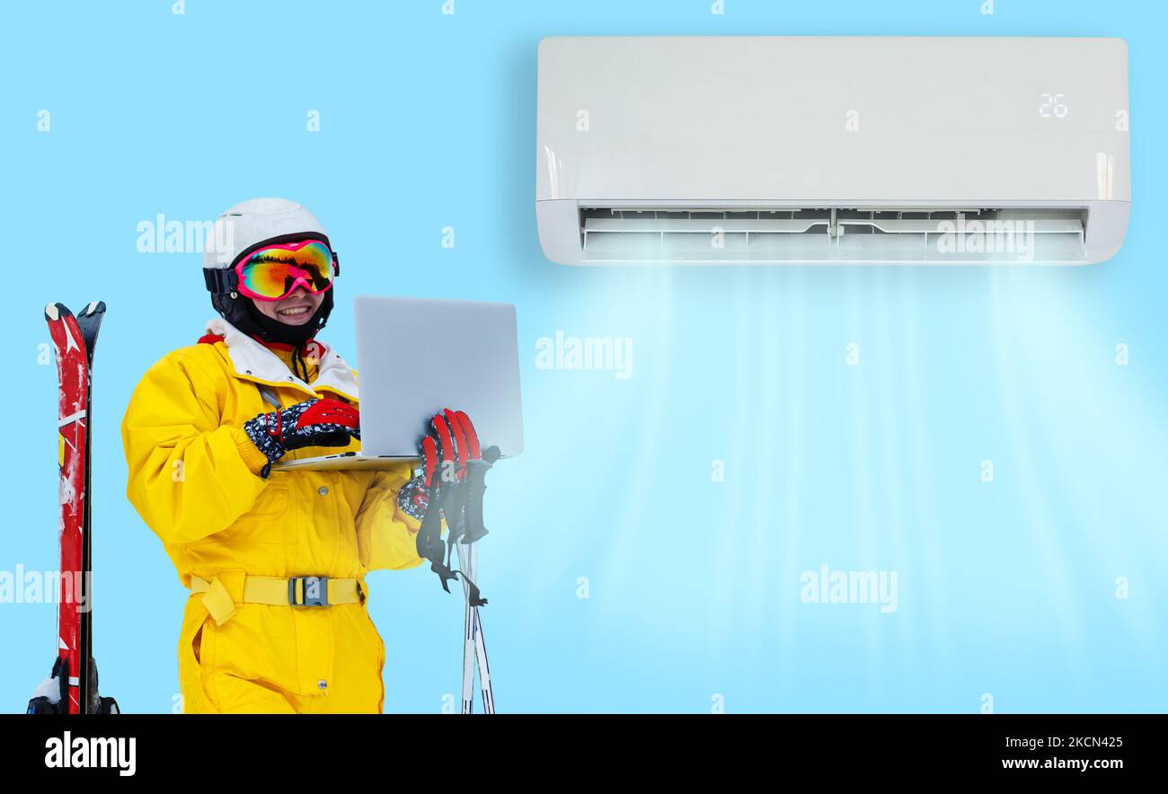 Air conditioner blowing cold air Stock Photo Alamy