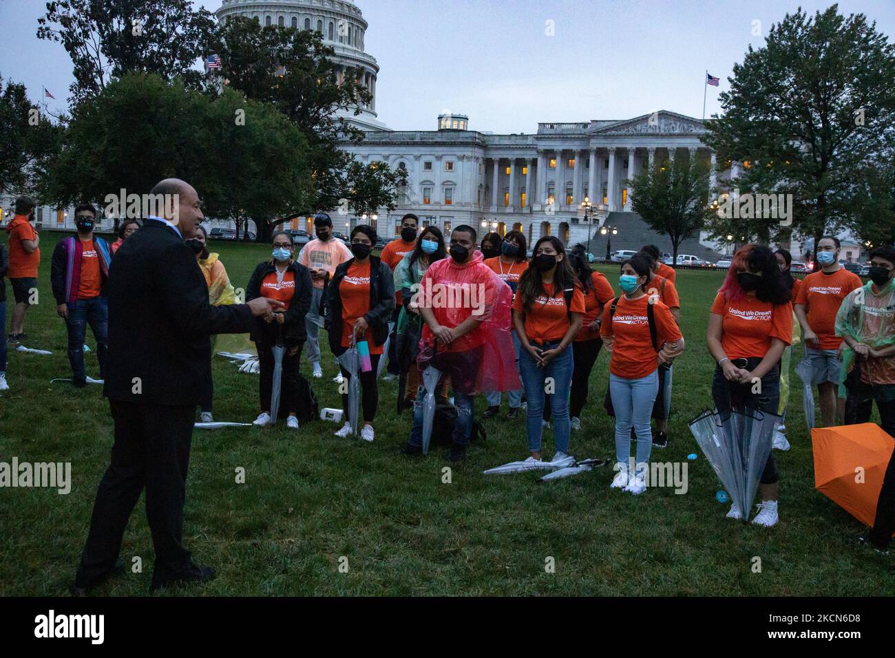 U.S. Representative Lou Correa (D-CA) addresses demonstrators with the 'United We Dream' organization at the U.S. Capitol in Washington, D.C. on September 22, 2021 to advocate for a pathway to citizenship for millions of immigrants (Photo by Bryan Olin Dozier/NurPhoto) Stock Photo