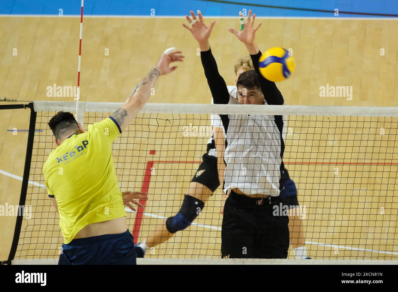 Block of Luca Spirito - Verona Volley during the Volleyball Test Match ...