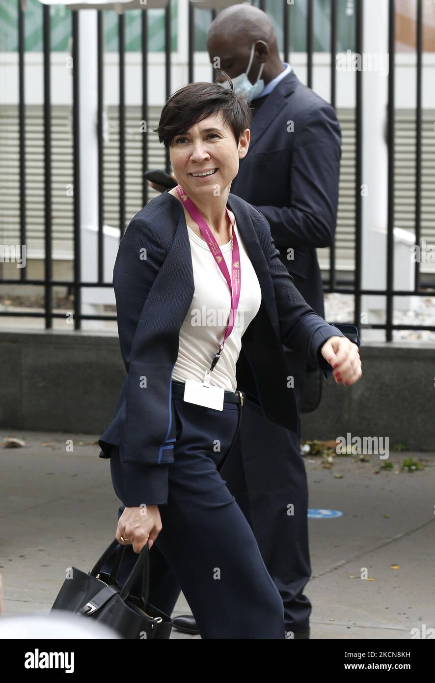 Ine Eriksen Søreide Foreign Minister of Norway Is seen outside the United Nations during the 76 General Assembly on September 23,2021 in New York City, USA. The UN General Assembly (UNGA) is the main policy-making entity of the Organization and It provides a forum for discussion for all of international issues covered by the Charter of the United Nations. Each of the 193 Member States of the United Nations has an equal vote. (Photo by John Lamparski/NurPhoto) Stock Photo