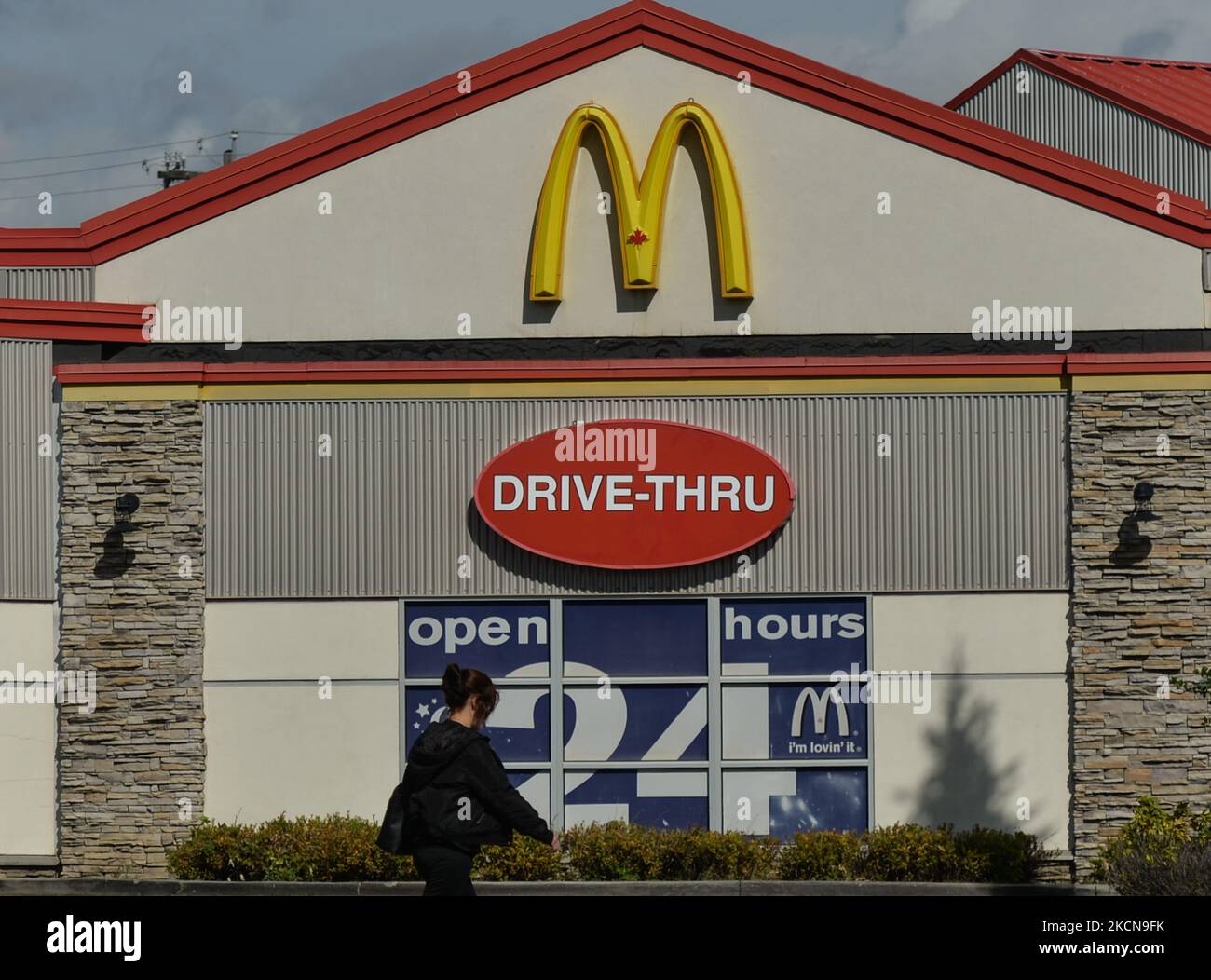 McDonald's Drive-Thru signs. On Friday, 17 August 2021, in Edmonton ...