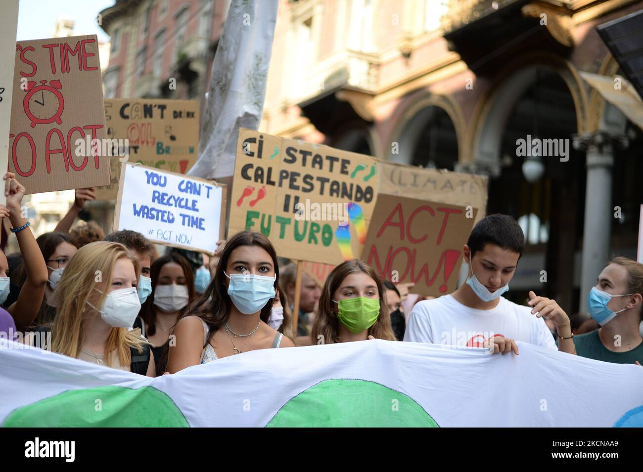 Young people protest during the Climate Strike March on September 24