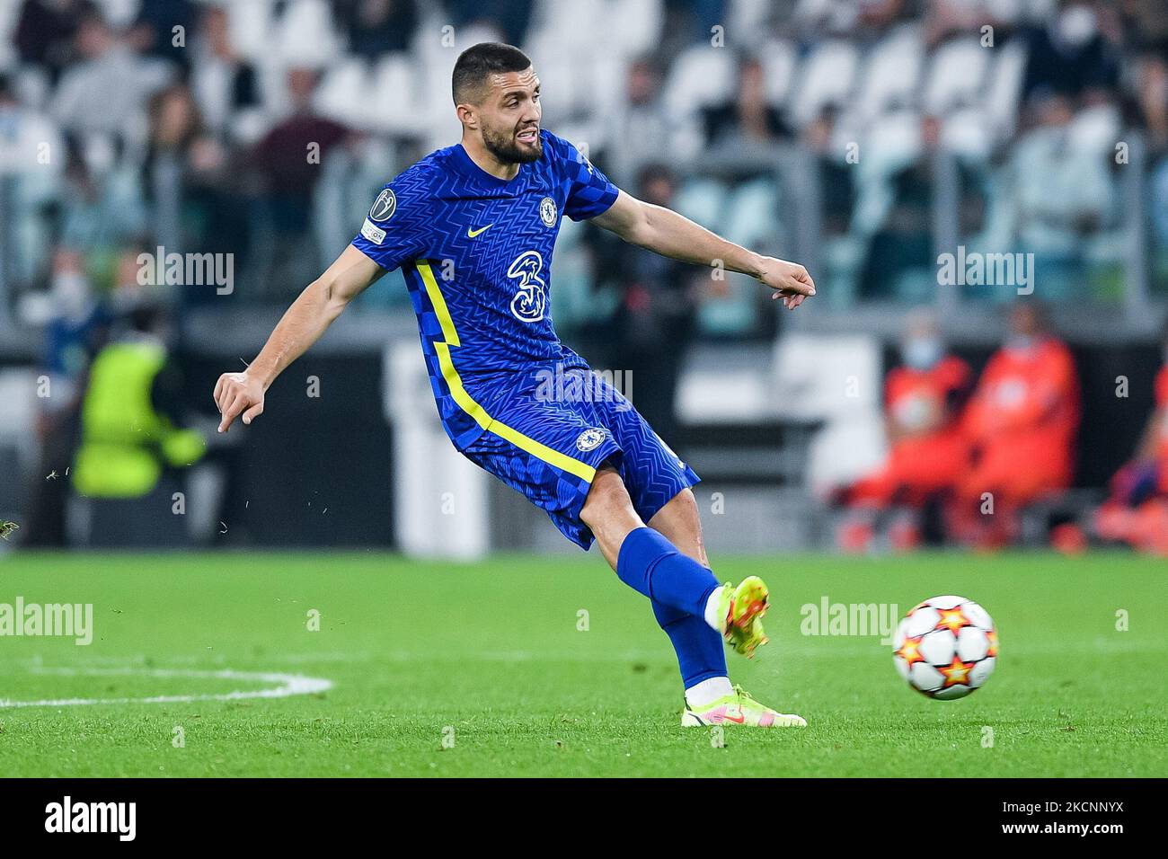 Mateo Kovacic of Chelsea FC during the UEFA Champions League group H match between FC Juventus and Chelsea FC at Allianz Stadium, Turin, Italy on 29 September 2021. (Photo by Giuseppe Maffia/NurPhoto) Stock Photo