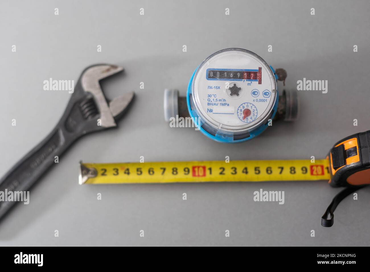 water meter and tape measure Stock Photo Alamy