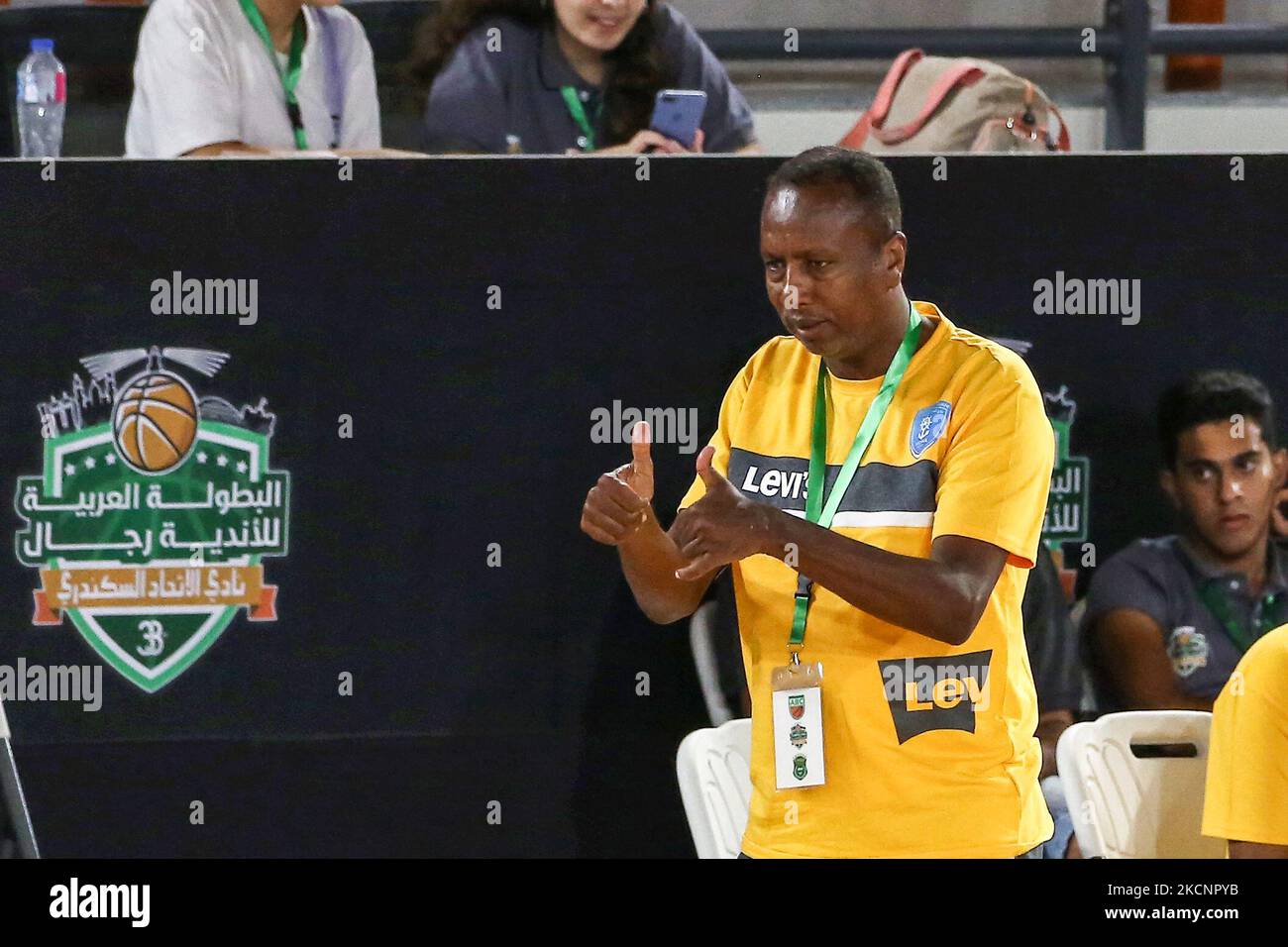 Coach: Qaiser Hussein Almina'a Sprting Club his action during the