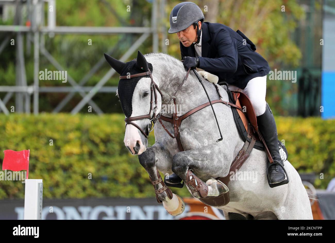 Jesus Garmendia Echevarria riding Callias during the Copa Negrita, corresponding to the 109th edition of the Longines FEI Jumping Nations Cup Jumping Final, held at the Polo Club on 01st October 2021, in Barcelona, Spain. (Photo by Joan Valls/Urbanandsport/NurPhoto) Stock Photo