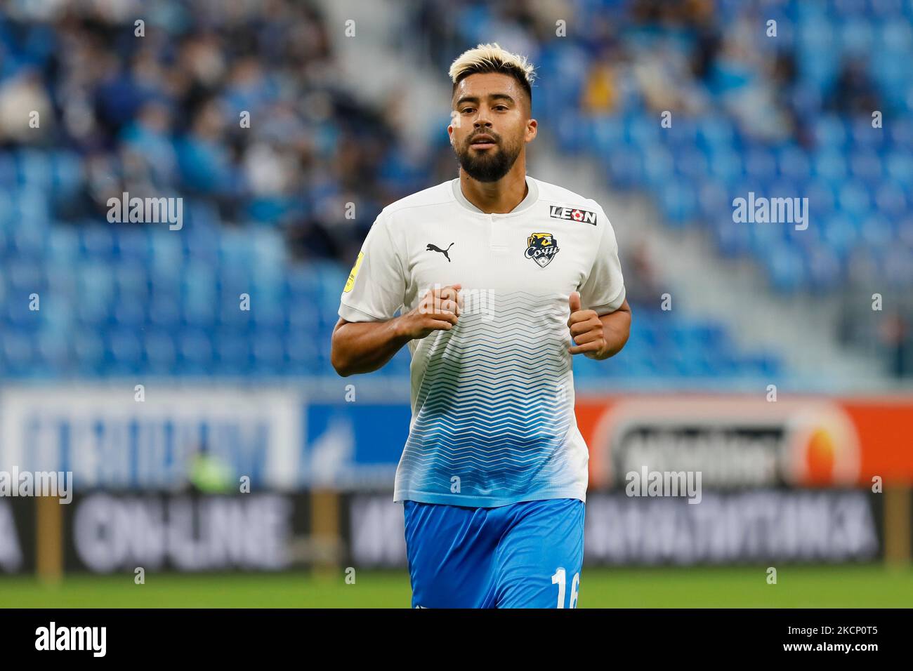 Christian Noboa of Sochi during the Russian Premier League match between FC Zenit Saint Petersburg and FC Sochi on October 3, 2021 at Gazprom Arena in Saint Petersburg, Russia. (Photo by Mike Kireev/NurPhoto) Stock Photo
