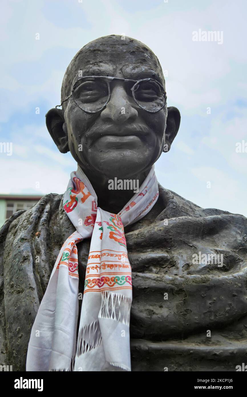 Bust of Mahatma Gandhi in Gangtok, Sikkim, India. (Photo by Creative Touch Imaging Ltd./NurPhoto) Stock Photo