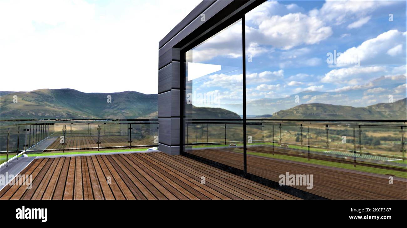 An advanced project of a stylish balcony with sliding mirror automatic