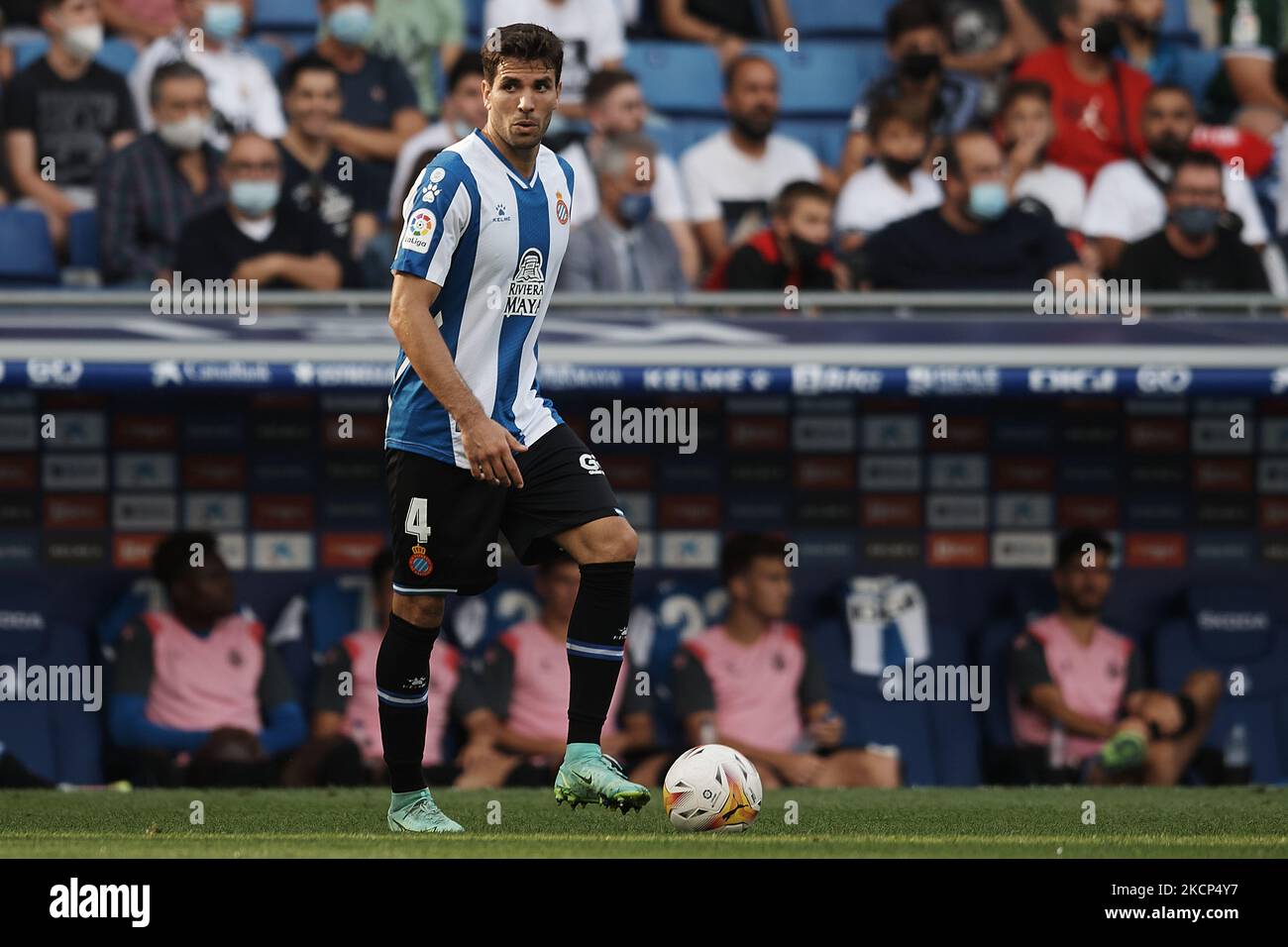 Leandro Cabrera of Espanyol in action during the La Liga Santander match between RCD Espanyol and Real Madrid CF at RCDE Stadium on October 3, 2021 in Barcelona, Spain. (Photo by Jose Breton/Pics Action/NurPhoto) Stock Photo