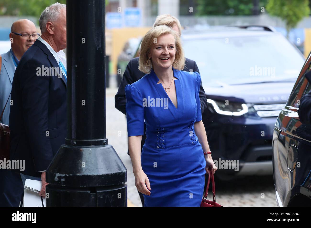 Liz Truss MP, Foreign Secretary, on day three of the Conservative Party Conference at Manchester Central, Manchester on Tuesday 5th October 2021. (Photo by MI News/NurPhoto) Stock Photo