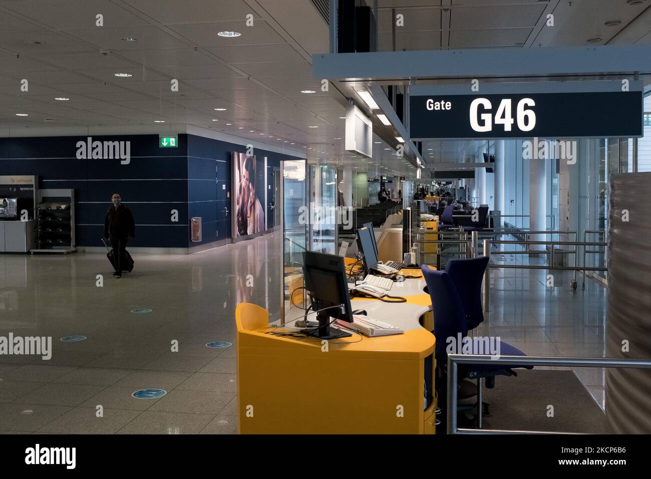 Lufthansa airline desk at the Munich International Airport in Munich