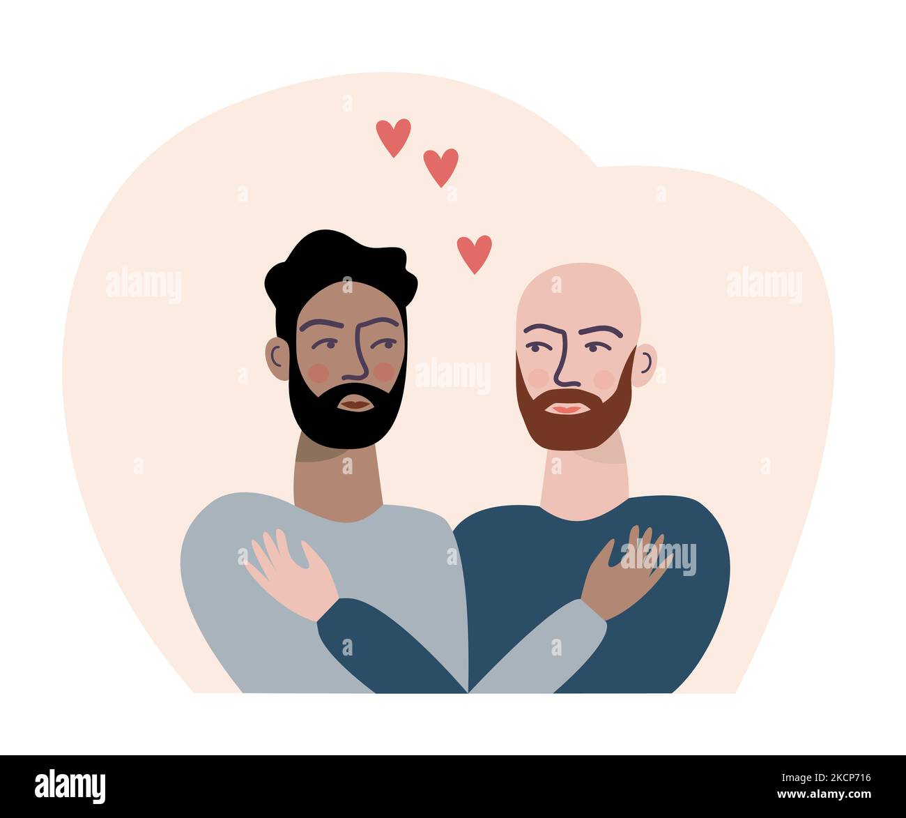 Gay couple in love. Homosexual relationship. LGBT Community. Stock Vector
