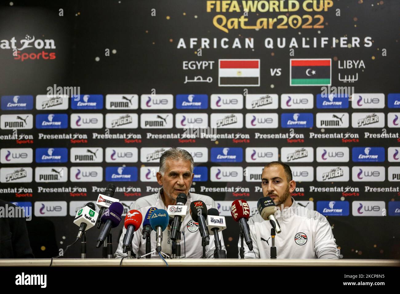 The press conference of the coach of the egyptian national team carlos