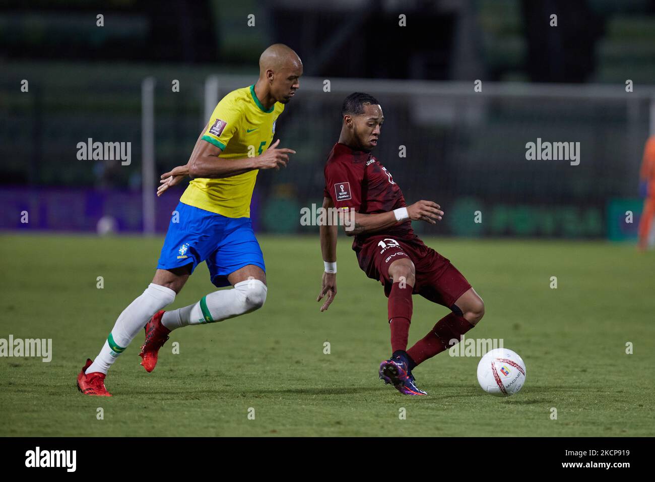 Oscar Gonzalez of Venezuela drives the ball during the match between