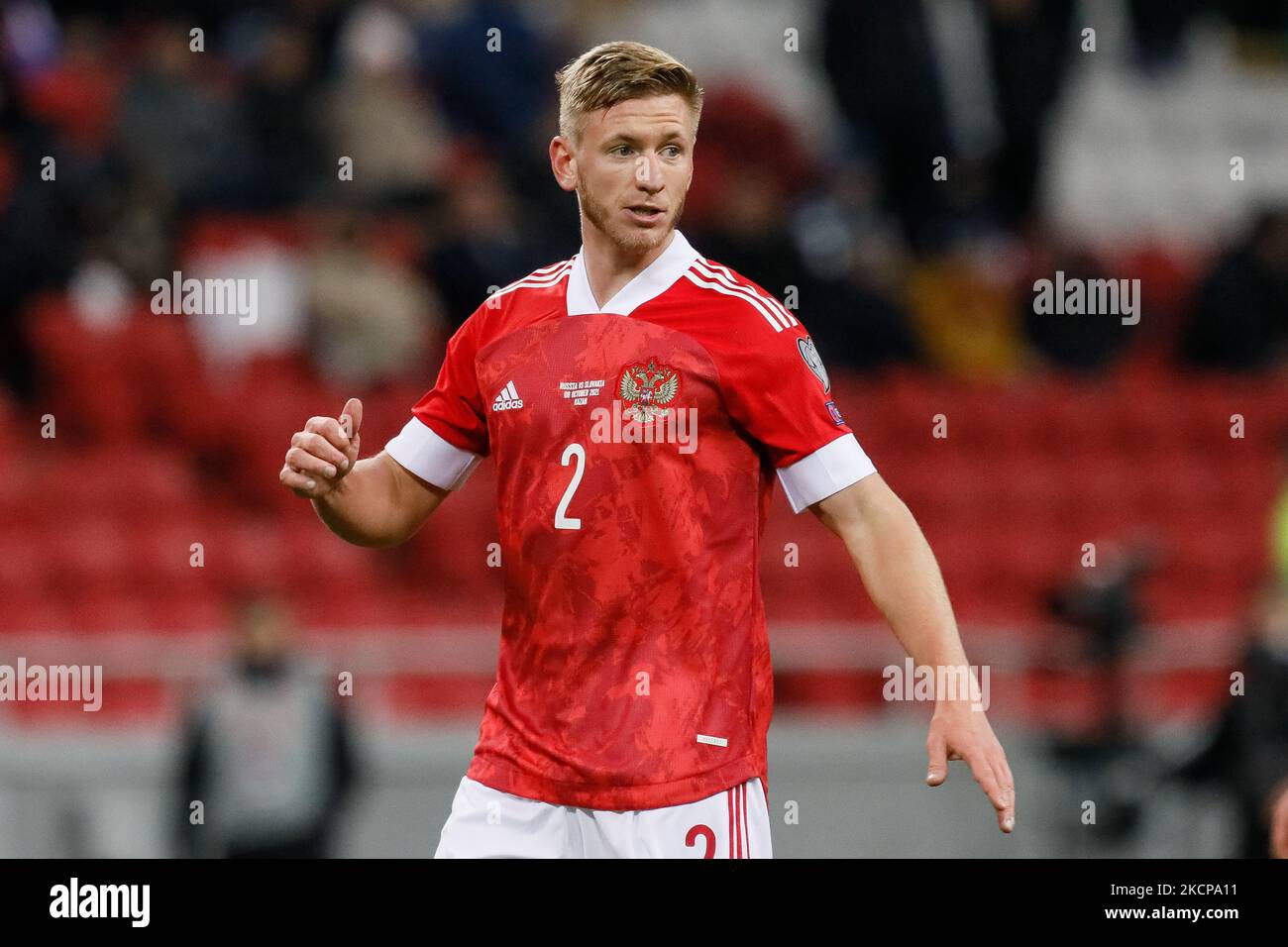 Dmitri Chistyakov of Russia looks on during the FIFA World Cup Qatar 2022 Group H european qualification football match between Russia and Slovakia on October 8, 2021 at Ak Bars Arena in Kazan, Russia. (Photo by Mike Kireev/NurPhoto) Stock Photo