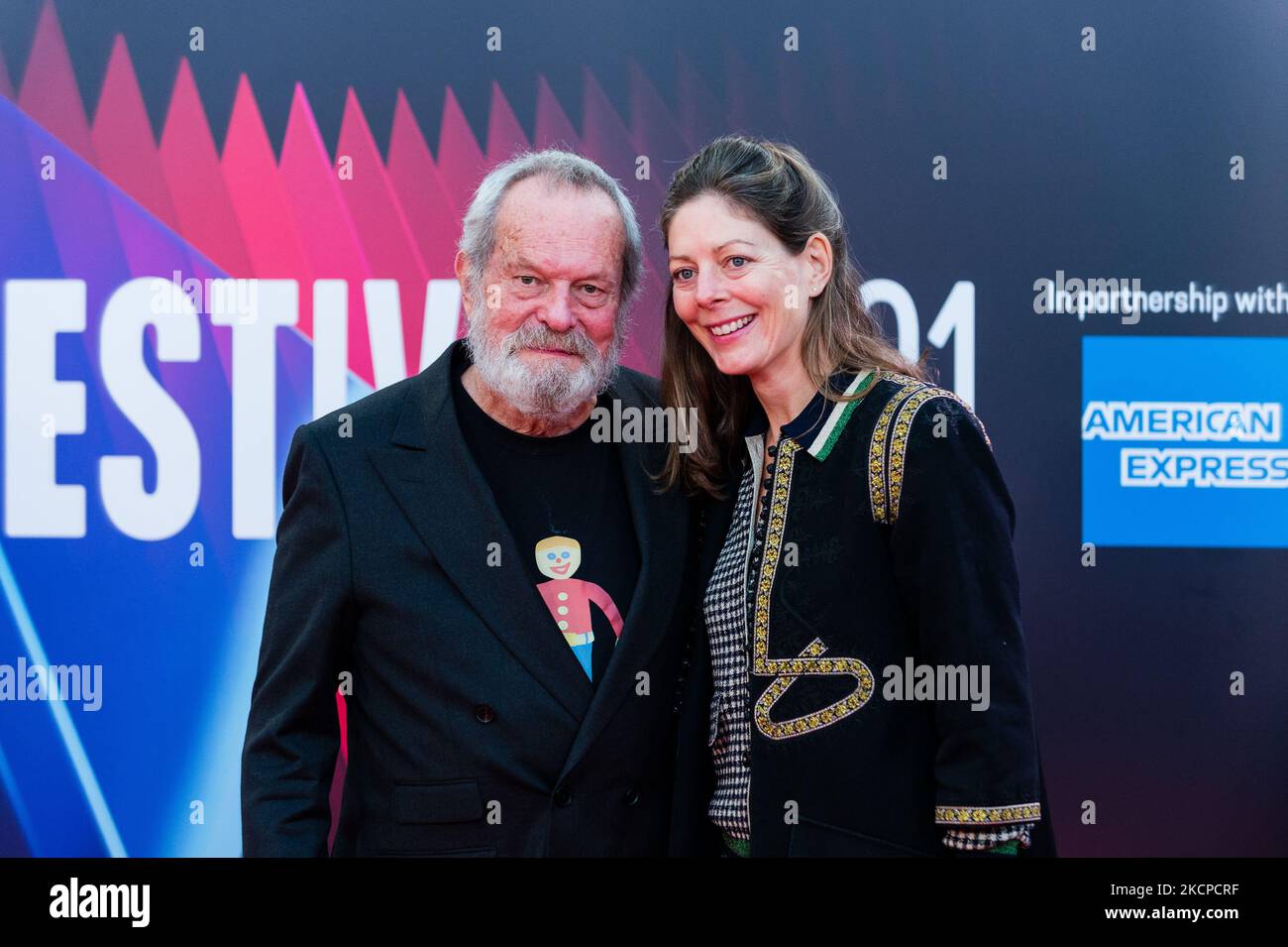 Terry Gilliam and Amy Gilliam attend the 'The French Dispatch' UK Premiere during the 65th BFI London Film Festival at The Royal Festival Hall in London, Britain, 10 October 2021. (Photo by Maciek Musialek/NurPhoto) Stock Photo
