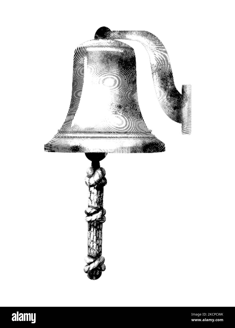 Ship's bell engraving. A realistic illustration of the Ship's bell