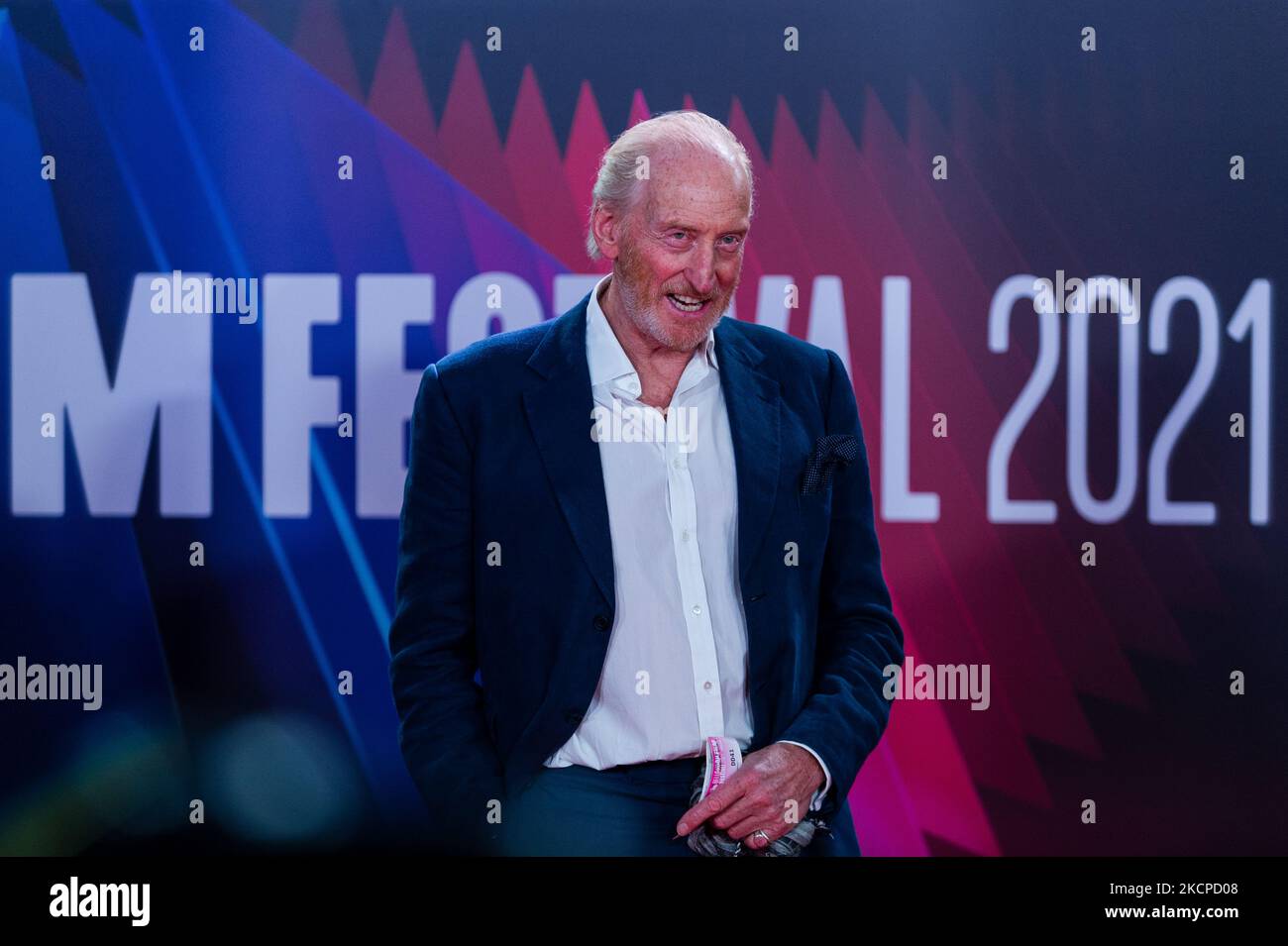 Charles Dance attends the 'The Tender Bar' Premiere during the 65th BFI London Film Festival at The Royal Festival Hall in London, Britain, 10 October 2021. (Photo by Maciek Musialek/NurPhoto) Stock Photo