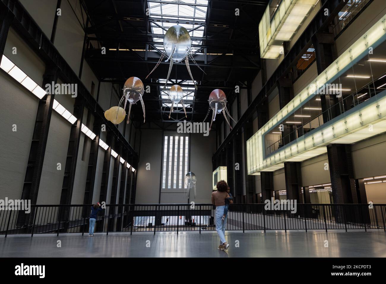 LONDON, UNITED KINGDOM - OCTOBER 11, 2021: Tate Modern unveils a new aerial work at the Turbine Hall 'In Love With The World' by Korean American conceptual artist Anicka Yi for the 2021 Hyundai Commission on October 11, 2021 in London, England. (Photo by WIktor Szymanowicz/NurPhoto) Stock Photo