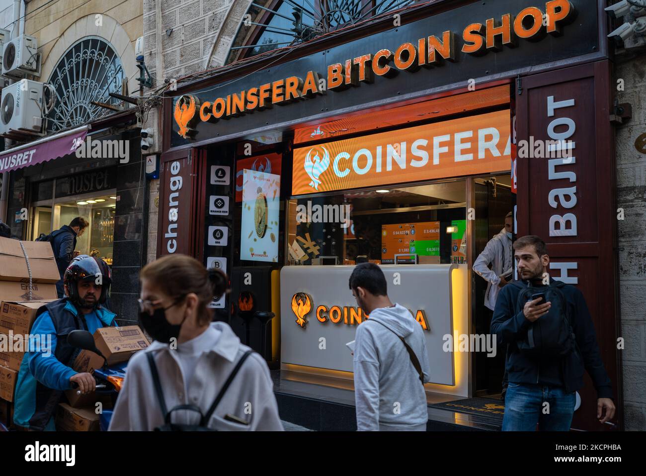 Bitcoin offices in Istanbul, Turkey seen on 13 October 13, 2021. Bitcoin  gained value and reached the level of $ 57,000. (Photo by Erhan  Demirtas/NurPhoto Stock Photo - Alamy