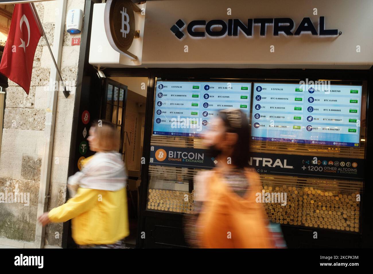 Bitcoin offices in Istanbul, Turkey seen on 13 October 13, 2021. Bitcoin  gained value and reached the level of $ 57,000. (Photo by Erhan  Demirtas/NurPhoto Stock Photo - Alamy