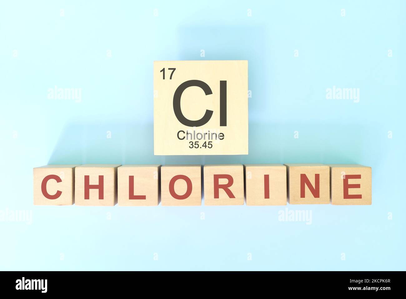 Chlorine chemical element symbol with atomic mass and atomic number in