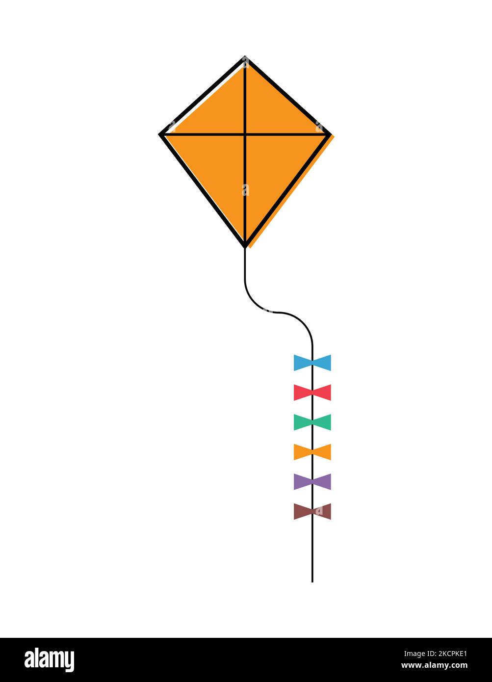 Fly kite icon, hobby outdoor activity symbol, wind air game vector ...