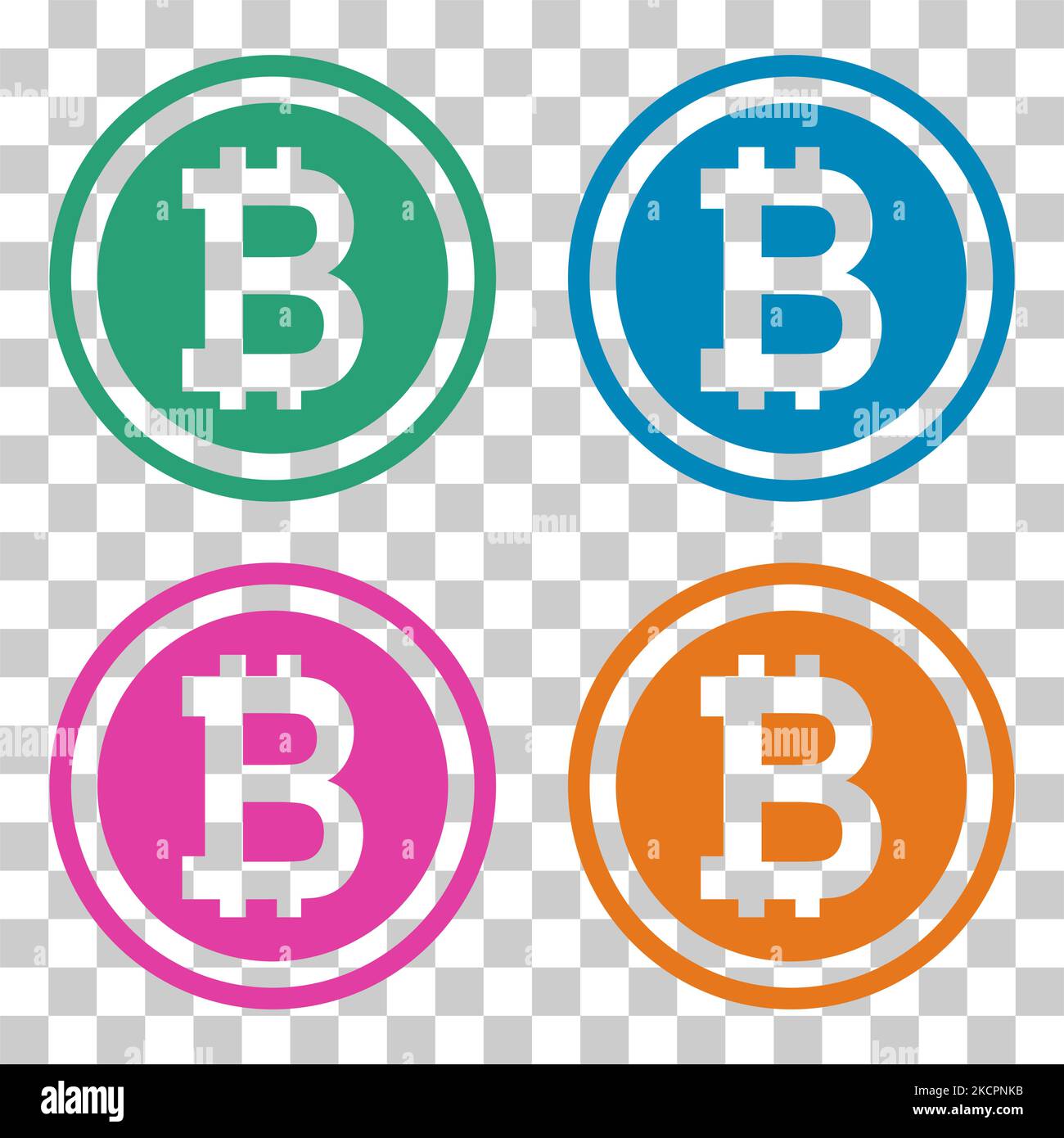 Set of Bitcoin web coin, electronic crypto design symbol