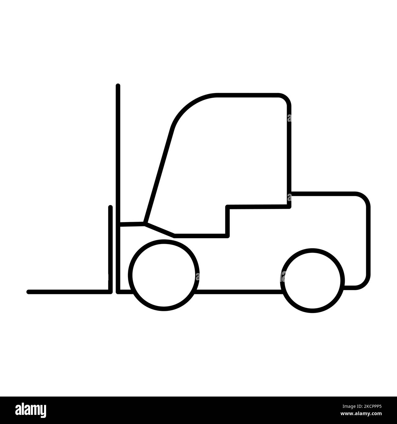 Forklift transport icon, industry vehicle machine symbol, fork truck