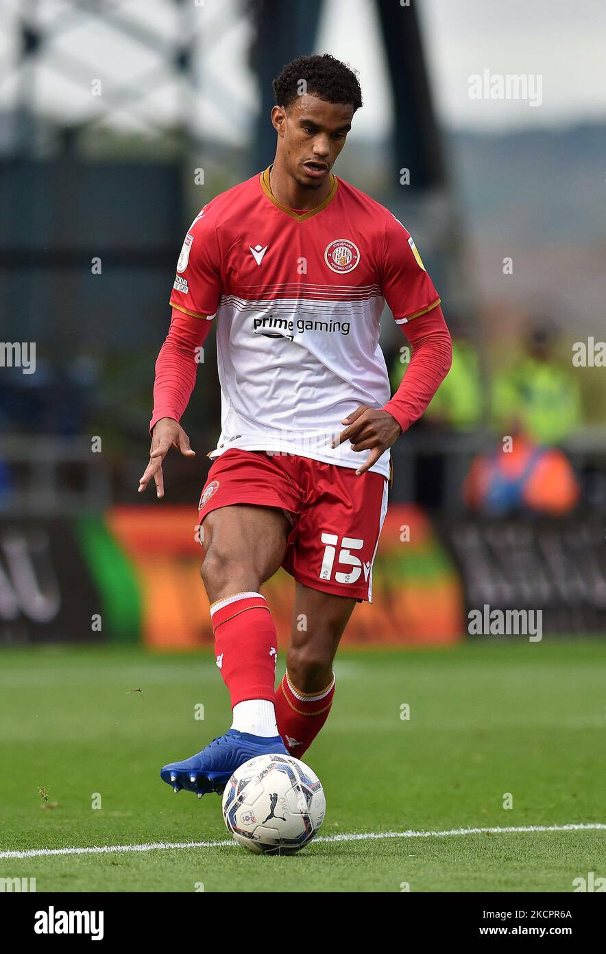 Terence Vancooten of Stevenage Football Club during the Sky Bet League 2 match between Oldham Athletic and Stevenage at Boundary Park, Oldham on Saturday 16th October 2021. (Photo by Eddie Garvey/MI News/NurPhoto) Stock Photo