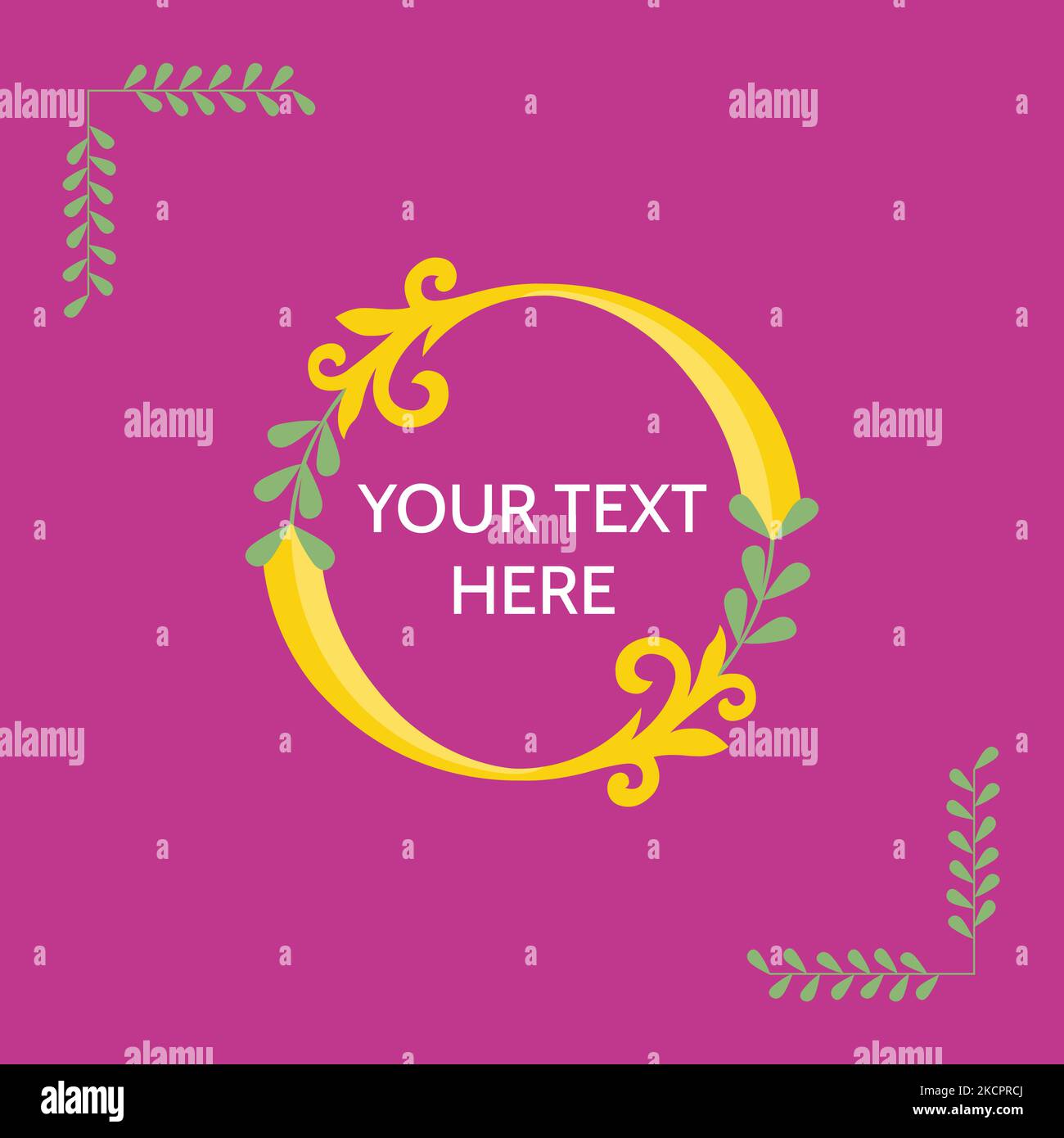Ornamental frame with leaves and violet background. Stock Vector