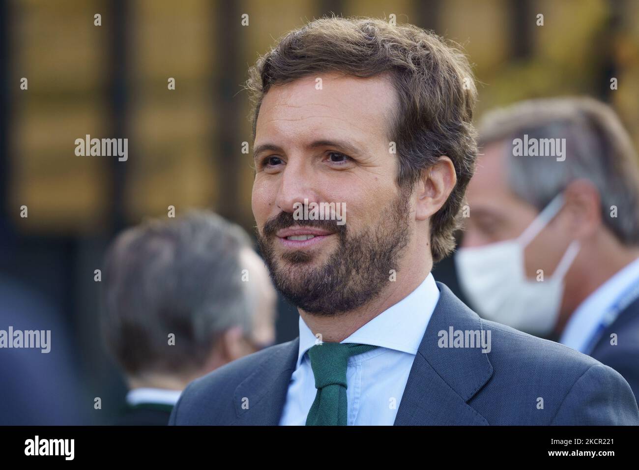 Pablo Casado arrive at the inauguration of the new IE Tower Campus located in the fifth tallest tower in Madrid on October 19, 2021 in Madrid, Spain. At 180 meters high, this building is a model of sustainable architecture that houses more than 50,000 square meters of dynamic and multi-purpose spaces. With the construction of the tower, (Photo by Oscar Gonzalez/NurPhoto) Stock Photo