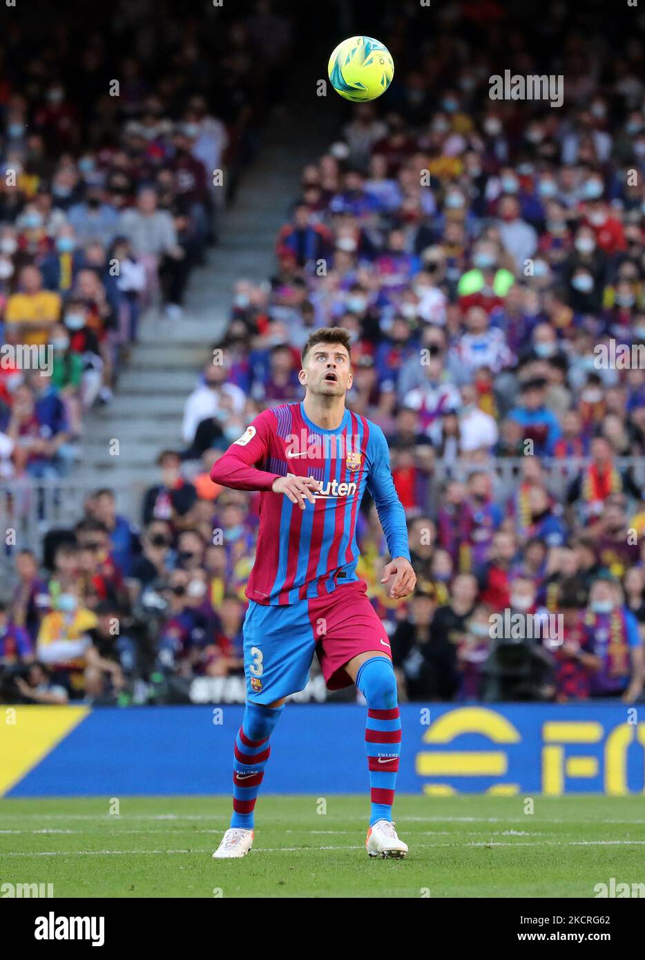 Gerard Pique during the match between FC Barcelona and Real Madrid, corresponding to the week 10 of the Liga Santandere, played at the Camp Nou Stadium, on 24th October 2021, in Barcelona, Spain. -- (Photo by Urbanandsport/NurPhoto) Stock Photo