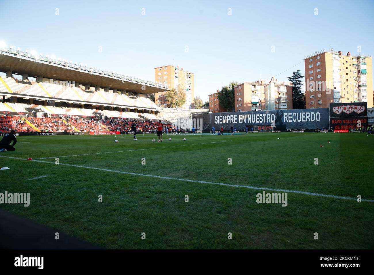 stadium during the La Liga match between Rayo Vallecano and FC Barcelona at Estadio de Vallecas in Madrid. (Photo by DAX Images/NurPhoto) Stock Photo